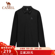 Camel Men's 2022 Spring New POLO Shirt Lapel Solid Color Youth Fashion Leisure Long Sleeve POLO Jacket Men