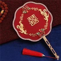 Ancient style wedding Group fan Bride wedding classical round fan Chinese hand-held Flower Xiuhe clothing handmade red fan finished
