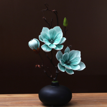 High-grade large magnolia simulation floral vase set decoration New Chinese home living room tea table decoration fake flower silk flower
