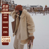 M home small war robe imported Tuscan fur one female long locomotive lamb fur jacket profile