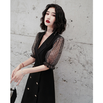 Black host evening dress Female small banquet usually can wear temperament dinner dress dress annual meeting