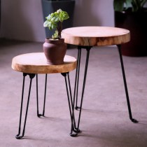 New solid wood round table log small coffee table simple furniture folding magazine table B & B cultural and creative art flower coffee table