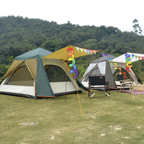 Outdoor camping family automatic tent 2-4 people quick open double layer anti-mosquito rainproof one room and one hall tent