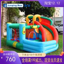 Childrens bouncy castle home trampoline indoor and outdoor slide slide play water inflatable amusement pool play water jumping bed