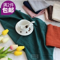  Napkin cloth Cotton and linen Japanese-style solid color texture pattern placemat coaster Western cloth photography cloth Shooting photo props