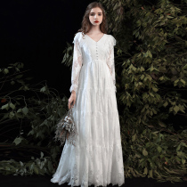 French light wedding dress 2021 new small man out of the yarn pregnant woman long-sleeved wedding dress simple summer license small dress