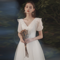 Wedding dress 2021 New Light wedding dress little dress go out yarn bride simple small man thin high grade sense welcome yarn
