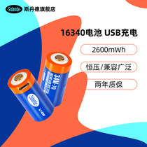 Stander RCR123A digital camera Polaroid large capacity battery 3 7VUSB charging Micro port with protective plate set charger Laser pointer instrument flashlight mini50