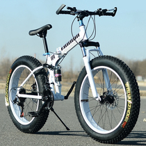 Adult variable speed high carbon steel shock absorption men and women folding intelligent anti-theft snow bike Oil disc brake beach bike