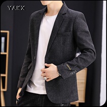 YAKX blazer mens spring and autumn fashion slim jacket mens autumn Korean ins tide business casual suit