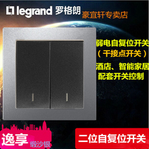 TCL Roglang Satin Silver Binary Weak electric self-reset switch Double-link Dry contact Two key smart panel