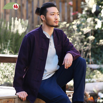 Nan Tang suit Chinese style mens spring Ramie short jacket Zhongshan costume retro Chinese coat national clothing Ling Tian