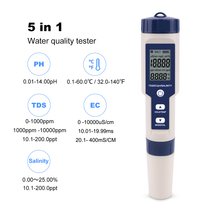 New water quality test pen salinity temperature TDS EC five-in-one tester pH meter multi-function detector
