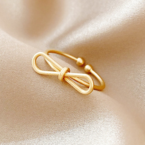  Korean net celebrity new product simple and wild bow dumb gold opening ring female fashion personality simple index finger ring