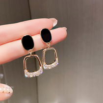 925 silver needle Korea Dongdaemun fashion personality earrings women geometric square diamond earrings net red temperament earrings