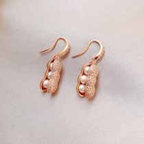 Real gold plating color-preserving peanut earrings tide Net red temperament female earrings pearl ear Dingdang Korea East Gate ear jewelry
