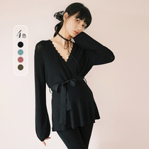 BELLYWEAR pregnant woman with undershirt spring and summer with lanterns sleeves for waist and overstretch loose outside wearing knitted blouse