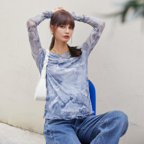 BELLYWEAR maternity coat early autumn new fashion wood ear cuff cloud printing mesh base shirt
