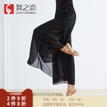 Dance Love Classical Dance Costume Female Chinese Style Dance Practice Clothes Elegant Chiffon Wide-leg Pants Side Slit Pants