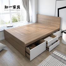 Customized small apartment single bed simple 1 2 meter tatami bedroom storage bed modern apartment drawer bed