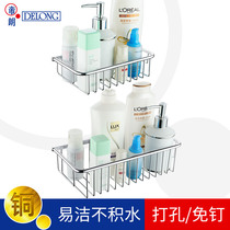 Dilang full copper bath room shelf toilet bathroom basket shower room wall-mounted perforated double-layer basket