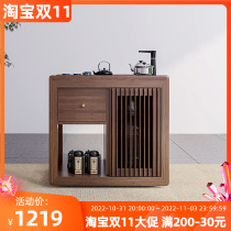 Simple all solid wood balcony tea table removable tea table boiling water one small household black gold stone kung fu tea table