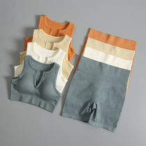 European and American seamless hip tight yoga suits sports running fitness pants womens short-sleeved shorts two-piece quick-drying