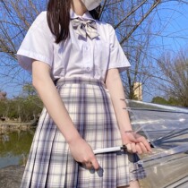 Japan JK uniform pleated short skirt genuine grid skirt rabbit seam suit full set of gish skirt womens summer trend