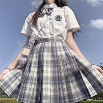 Japan JK uniform skirt genuine grid skirt summer rabbit seam Yoshie suit full set of pleated short skirt female cute department