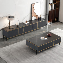 Light luxury Rock board TV cabinet coffee table combination modern simple small apartment TV cabinet living room simple floor cabinet