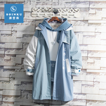 soinku spring new jacket students handsome clothes on the trend Spring and Autumn long windbreaker men ins Tide brand