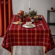 British red plaid fabric tablecloth holiday New Year Christmas Spring Festival rectangular coffee table tablecloth custom