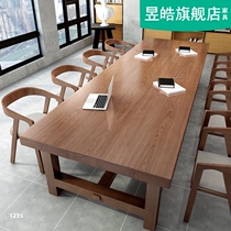 loft Nordic solid wood conference table long table modern simple conference room negotiation table and chair combination large table Workbench