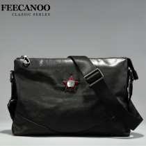  New mens shoulder bag cowhide messenger bag retro leather messenger bag casual shoulder bag horizontal mens bag