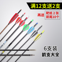 Bow and arrow Arrow archery shooting replaceable arrow Glass fiber arrow mixed carbon pure carbon arrow 3K carbon arrow Real feather bamboo arrow Wood arrow