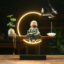 Zisha tea pet back fragrant Creative lamp circle Zen little monk tea table tea table small ornaments boutique home decorations