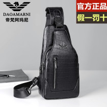 Emvan Mani New Genuine Genuine Leather Chest Bag Mens Bag Single Shoulder Diagonal Satchel Cow Leather Leisure Chest Front Satchel Wave