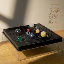 Solar system eight planets model desktop ornaments natural crystal gemstone mineral planet original ore gift box