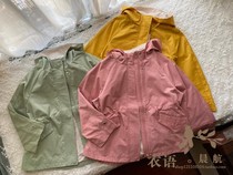 BI into pure brick expensive tail girls middle and large children classic British wind waist retro hooded medium long windbreaker jacket