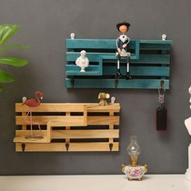 Entry porch key storage hook entry door wooden hanger wall decoration shelf wall hanging without punching