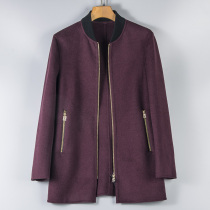 MN221 Lijia autumn and winter baseball collar wool windbreaker wine red fashion mens long youth double-sided coat