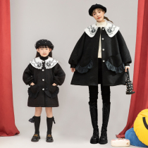 Pro-Child Temperament Embroidered Child Fur Black Coat 2021 New Girl Foreign Air Thickened Shiny Shiny Coat
