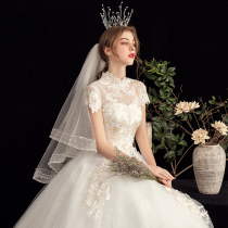 Wedding dress 2021 New Winter bride main yarn simple size high waist pregnant woman French light door yarn