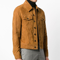 AnnuTrend Imported Anti-Suede Goat Leather SLP Wind Dermis Leather Jacket Jacket Men Short turnover jacket jacket