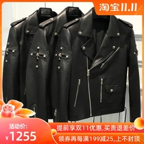 Annu2021 spring and autumn leather locomotive leather clothing slim short cross first layer cowhide jacket jacket men trend