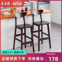 Modern simple solid wood bar chair Household backrest bar stool front desk bar chair Nordic light luxury high stool