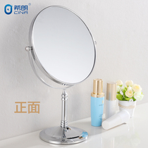 Stainless steel beauty mirror Desktop bathroom makeup mirror Rotary magnifying double-sided mirror Bathroom desktop dressing mirror