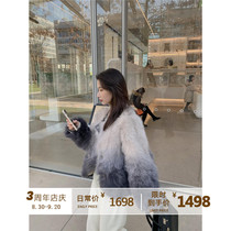 Korean version of young foreign style gradient new color high-end real fox fur fur short coat women winter