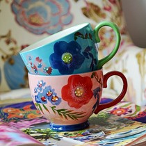 Erandil oatmeal Cup hand-painted rose flower ceramic mug underglaze large capacity breakfast cup Milk Cup