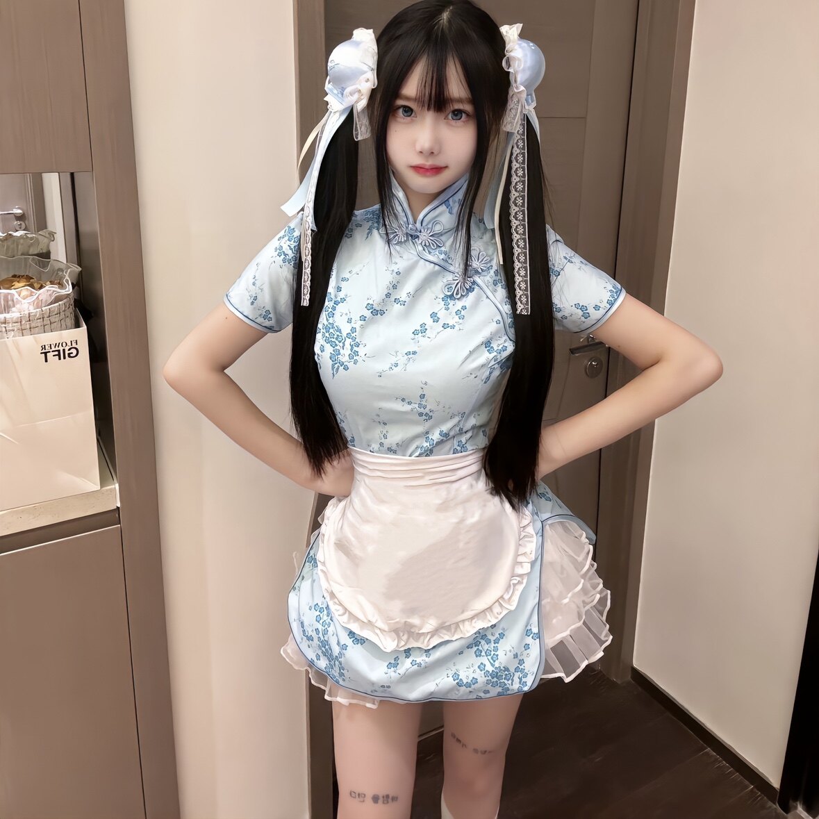 中华娘旗袍cos新中式改良甜美可爱小厨娘女仆装连衣裙Lolita围裙,到底该怎么选怎么穿?_游戏推荐_淘宝游戏网